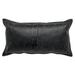 Norm 26 Inch Leather Decorative Lumbar Throw Pillow, Stitched, Black