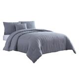 Alice 4 Piece Textured Microfiber Queen Comforter Set, The Urban Port, Gray