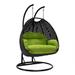 LeisureMod Mendoza Charcoal Wicker Patio Hanging Double Swing Chair - 53"