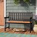 Andover Mills™ Wooden Garden Outdoor Bench Wood/Natural Hardwoods in Black | 35 H x 48 W x 24 D in | Wayfair BCHH7562 41919954