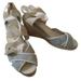 Coach Shoes | Coach Blue And Tan Powder And Beige Espadrille Sandals With Ties Platform Wedges | Color: Blue/Cream | Size: 10