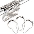 Amazer Shower Curtain Hooks Rings, Decorative Shower Curtain Hooks Rust Proof Stainless Steel Shower Curtain Rings, Shower Rings for Curtain Bathroom Shower Rods Set of 12, Polished Nickel