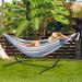 EAGLE PEAK Double Classic Hammock w/ Stand Cotton in Gray/Blue | 42 H x 113 W x 39 D in | Wayfair HMS79-CRM