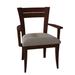 Saloom Furniture Skyline Ladder Back Arm Chair Wood/Upholstered in Gray/Brown | 34 H x 26 W x 21 D in | Wayfair 39AU-Java-Flannel