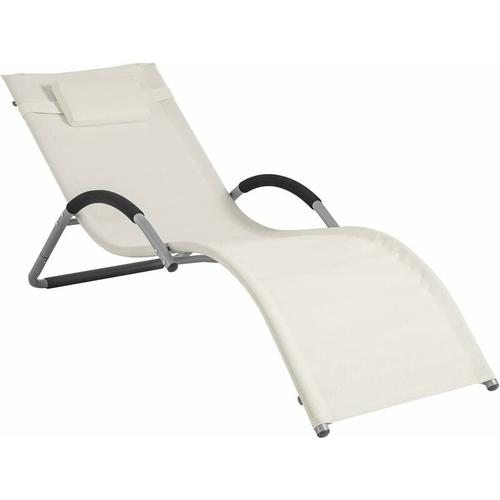 Sobuy - OGS38-W Sonnenliege Gartenliege Relaxstuhl Liegestuhl mit Kopfkissen Weiß bht ca: