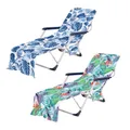 Housse de serviette pour chaise de plage à longue sangle avec poche pour jardin extérieur