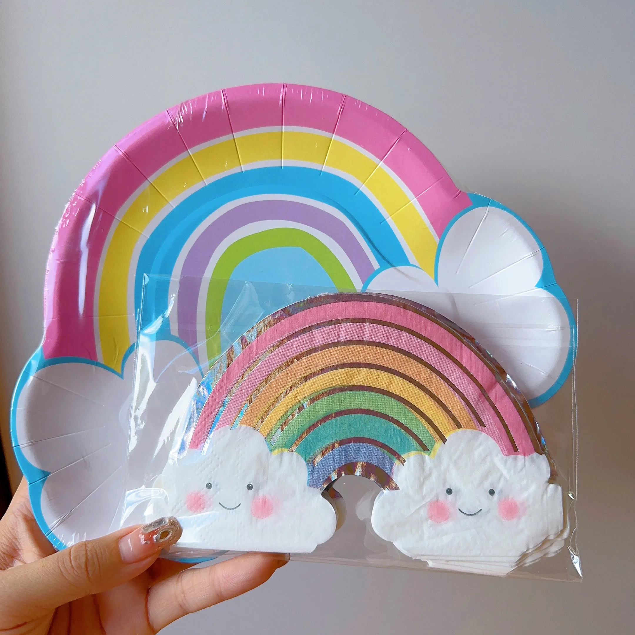 Vaisselle jetable arc-en-ciel, assiettes en papier, gobelets, serviettes, décor de fête d'anniversaire, thème arc-en-ciel, fournitures de fête d'anniversaire pour filles