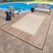 Gertmenian Paseo Tedo Sand/Havana Transitional Scroll Boarder Indoor/ Outdoor Area Rug