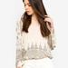 Free People Tops | Free People Cream Boho Mandala Paisley Bell Sleeve Blouse Women’s Size S | Color: Cream/Tan | Size: S