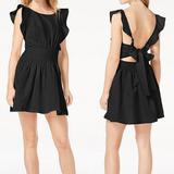 Free People Dresses | Nwt Free People Little Black Mini Tie Ruffle Dress, Xs | Color: Black | Size: Xs