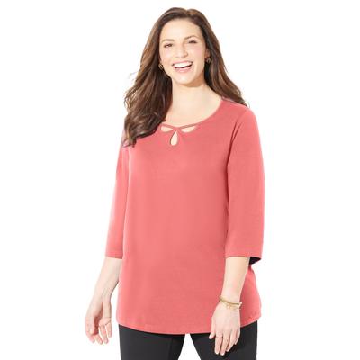 Plus Size Women's Suprema Triple Keyhole Tee by Catherines in Sweet Coral (Size 4X)