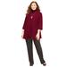 Plus Size Women's Suprema® 3/4-Sleeve Cardigan by Catherines in Rich Burgundy (Size 0X)