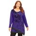 Plus Size Women's Layered Asymmetrical Tunic by Catherines in Dark Violet Scroll (Size 4X)