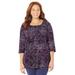Plus Size Women's Easy Fit Squareneck Tee by Catherines in Berry Pink Dots Graphic (Size 2X)