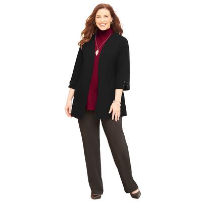 Plus Size Women's Suprema 3/4-Sleeve Cardigan by Catherines in Black (Size 2X)
