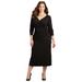 Plus Size Women's Curvy Collection Draped Midi Dress by Catherines in Black (Size 6X)