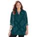 Plus Size Women's Breezeway Half-Zip Tunic by Catherines in Emerald Green Geo Plaid (Size 3X)