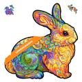 UNIDRAGON Original Wooden Jigsaw Puzzle - Precious Rabbit, 700 pcs, Royal Size 20.8"x21.6", Unique Animal Shaped Puzzle Box, Birthday Gift Idea for Kids, Adults, Girls, Boys, Family Game and Hobby