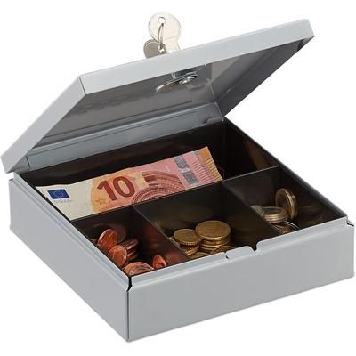 Geldkassette abschließbar, Kasse mit Münzfach, Geldbox mit 2 Schlüsseln, Geldzählkassette, BxT: 17