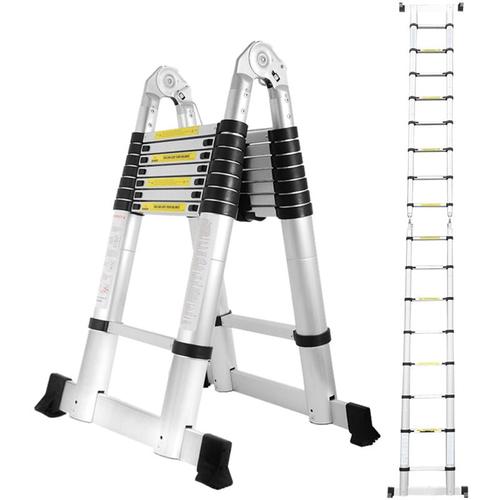 SWANEW 5M(2.5+2.5M) Teleskopleiter Aluminium Mehrzweckleiter Fingerklemmschutz Auszeihleiter