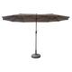 Parasol double ovale 2x4m en acier et toile taupe