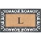 A1HC Rubber and Coir Paisley Border Monogrammed Outdoor Doormat Black, 18"X30"