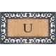 A1HC Rubber and Coir Paisley Border Monogrammed Outdoor Doormat Black, 18"X30"