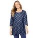 Plus Size Women's Easy Fit Squareneck Tee by Catherines in Navy Bias Plaid (Size 5X)