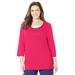 Plus Size Women's Easy Fit Crochet Trim Tee by Catherines in Pink Burst (Size 0X)