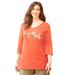 Plus Size Women's V-Neck High-Low Top by Catherines in Red Ochre Leaves Sequin (Size 3X)