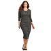 Plus Size Women's Curvy Collection Angled Stripe Dress by Catherines in Black Ivory Stripe (Size 1X)