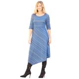 Plus Size Women's Impossibly Soft Textured Knit dress by Catherines in Navy Tweed Stripe (Size 1X)