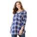 Plus Size Women's Perfect Plaid Swing Shirt by Catherines in Navy Plaid (Size 6X)