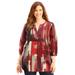 Plus Size Women's Georgette Pintuck Tunic by Catherines in Poppy Red Abstract Brushstroke (Size 0XWP)