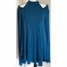 Free People Dresses | Free People Tunic Mini Dress Cutout Cold Shoulder Long Sleeve Blue Ribbed | Color: Blue | Size: M