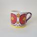 Anthropologie Dining | Anthropologie Coffee Tea Cup Mug Painted Red Purple Yellow | Color: Purple/Red | Size: Os