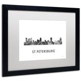 Trademark Fine Art "St Petersburg FL Skyline WB-BW" by Marlene Watson Framed Graphic Art Canvas, Wood | 16 H x 20 W x 0.5 D in | Wayfair