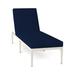 Summer Classics Elegante 78" Long Reclining Single Chaise w/ Cushions Metal in White/Blue | 36.5 H x 23 W x 78 D in | Outdoor Furniture | Wayfair