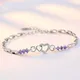 Bracelet à breloques en argent Sterling 925 cristal violet Zircon cœur pour femmes cadeau