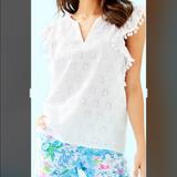 Lilly Pulitzer Tops | Lilly Pulitzer Astara Top In Lilly Palm Tree Eyelet. Xs. Nwt | Color: White | Size: Xs