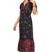 Anthropologie Dresses | Anthropologie Keep In Touch Floral Maxi Dress With Black Velvet Trim Size Medium | Color: Black/Red | Size: M