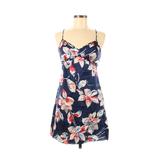 Guess Jeans Casual Dress - A-Line V Neck Sleeveless: Blue Floral Dresses - Women's Size 7