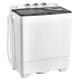 COSTWAY Twin Tub Washing Machine, 4.5KG/6KG/8.5KG Total Capacity Portable Laundry Washer Spin Dryer with Timing Function & Drain Pump for Apartment Dorms Camping (Black+White, 6.5kg Washer+2kg Dryer)