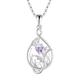 JO WISDOM Scottish Thistle Necklace,925 Sterling Silver Celtic Scotland Flower Outlander Pendant Necklace with Oval 4 * 5mm 3A Cubic Zirconia June Birthstone Alexandrite Color,Jewelry for Women