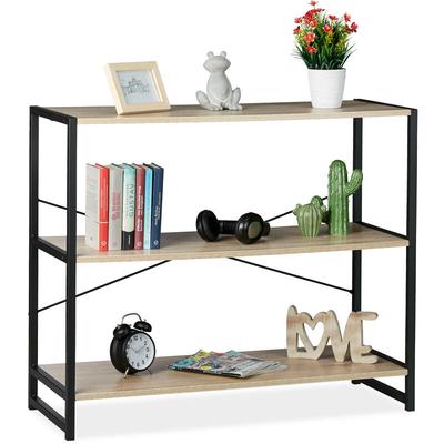 Relaxdays - Standregal, Industrie Design, Bücherregal quer mit 3 Fächern, hbt: 80 x 95 x 35 cm, Image