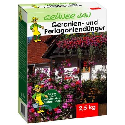 7x 2,5kg Grüner Jan Geranien- und Pelargoniendünger Zierpflanzen Blumen düngen Image