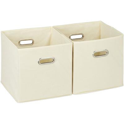 Relaxdays - Aufbewahrungsbox 2er Set, Regalkorb ohne Deckel, mit Griff, faltbar, Stoffbox Image