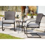 Grand patio 3 Piece Outdoor Bistro Set with Cushioned Wicker Spring Chairs and Metal Side Table - N/A