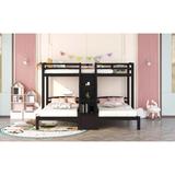 Twin Over Twin and Twin Size Solid Wood Bunk Bed with Built-in Storage Staircase, 3 Drawers and Side Shelf
