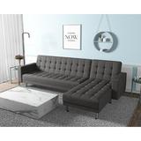 Brown Sectional - Orren Ellis 116" Wide Square-Tufted Sofa Bed & Chaise Sectional Polyester | 36 H x 116 W x 60 D in | Wayfair